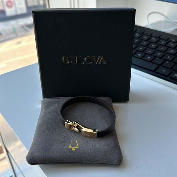 Bulova leather bracelet. Brown  with gold hardware. - Picture 2 of 3